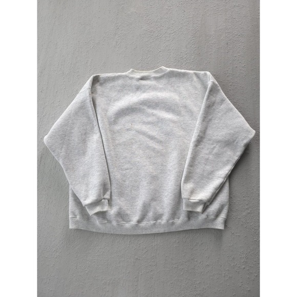 Vintage 90s Lee Heavyweight Plaid Logo Grey Crewneck Sweatshirt USA Made L - Picture 4 of 12